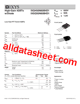 IXGH50N60B4D1 Datasheet PDF - IXYS Corporation