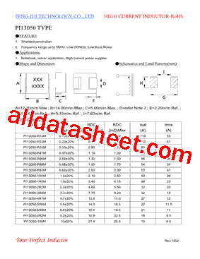 PI13050-R68M Datasheet PDF - FENGJUI TECHNOLOGY CO., LTD.