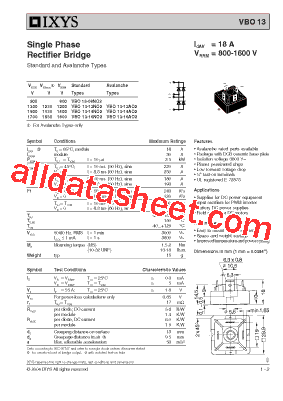 VBO13-12NO2 Datasheet PDF - IXYS Corporation