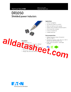 DR1050-R80-R Datasheet PDF - Eaton All Rights Reserved.