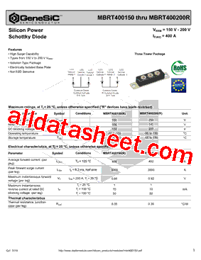 MBRT400200R Datasheet PDF - GeneSiC Semiconductor, Inc.