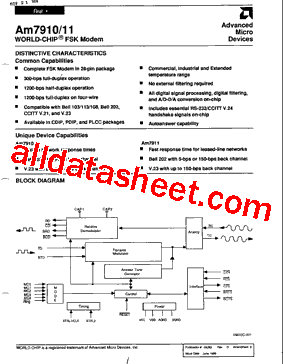 AM7910DIB Datasheet PDF - Advanced Micro Devices
