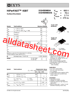 IXGH50N60A Datasheet PDF - IXYS Corporation