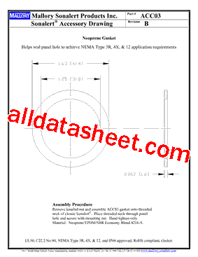 ACC03 Datasheet PDF - Mallory Sonalert Products Inc