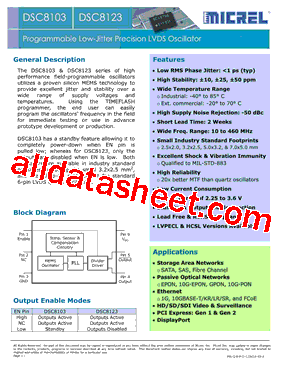 DSC8123AI5-T Datasheet PDF - Micrel Semiconductor