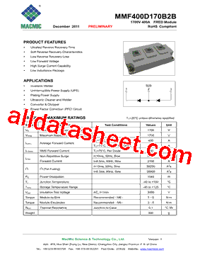 MMF400D170B2B Datasheet PDF - MacMic