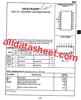 54LS347 Datasheet PDF - Fairchild Semiconductor