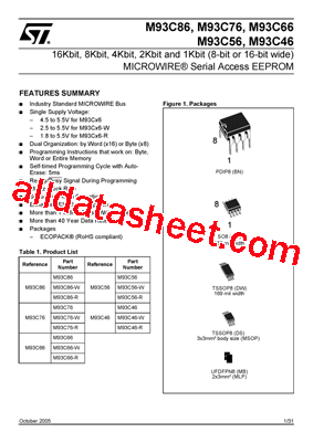 M93C66-RMB6TP Datasheet PDF - STMicroelectronics