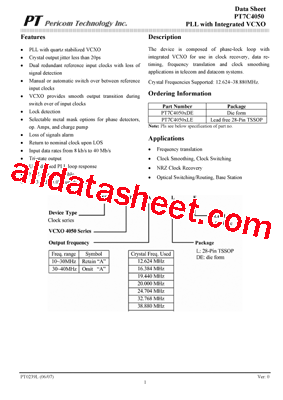 PT7C4050ADE Datasheet PDF - Pericom Semiconductor Corporation