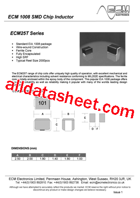 ECM25T-010 Datasheet PDF - ECM Electronics Limited.
