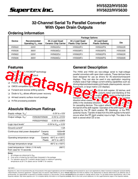 HV5530X Datasheet PDF - Supertex, Inc