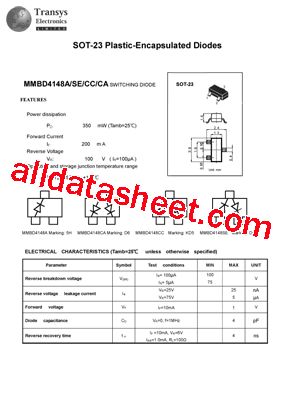 MMBD4148CA Datasheet PDF - TRANSYS Electronics Limited