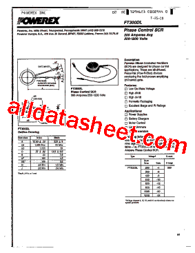 FT300DL-16 Datasheet PDF - Powerex Power Semiconductors