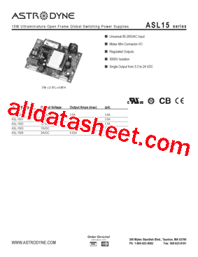 ASL-1501 Datasheet PDF - Astrodyne Corporation