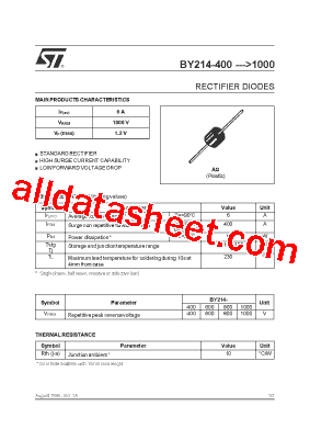 BY214-400 Datasheet PDF - STMicroelectronics