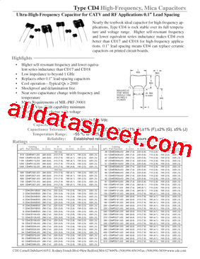 CD4FD151J03 Datasheet PDF - Cornell Dubilier Electronics