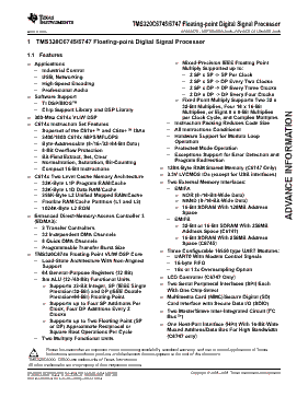 TMX320C6745PTP3 Datasheet PDF - Texas Instruments