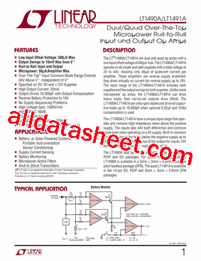 LT1490ACN8 Datasheet PDF - Linear Technology