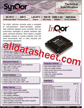 IQ48280HPC09NRS Datasheet PDF - SynQor Worldwide Headquarters