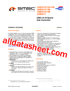 USB2514B-AEZG Datasheet PDF - SMSC Corporation