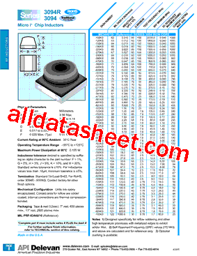 3094-100KS Datasheet PDF - API Delevan