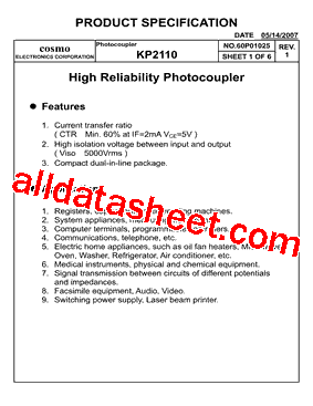 KP2110 Datasheet PDF - COSMO  Electronics Corporation