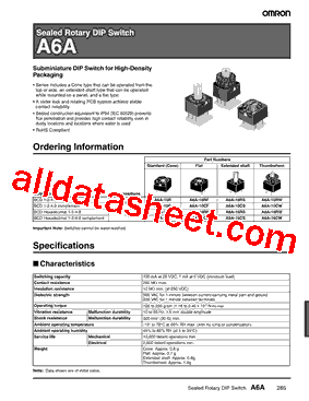 A6A-16CS Datasheet PDF - Omron Electronics LLC