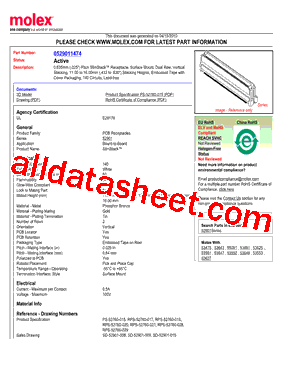 0529011474 Datasheet PDF - Molex Electronics Ltd.