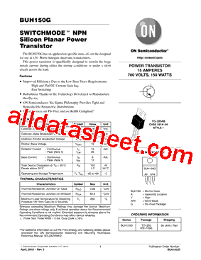 BUH150G Datasheet PDF - ON Semiconductor