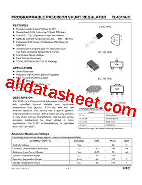 TL431GASF Datasheet PDF - HTC Korea TAEJIN Technology Co.