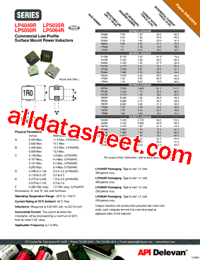 LP5035R-R60M Datasheet PDF - API Delevan