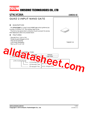 U74LVC00AG-P14-R Datasheet PDF - Unisonic Technologies