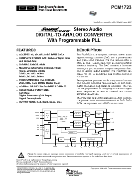 PCM1723 Datasheet PDF - Texas Instruments