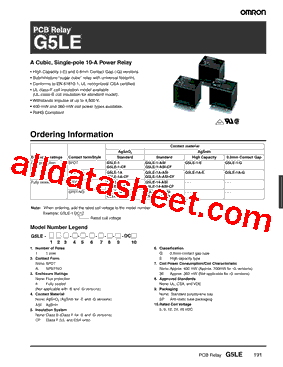 G5LE-1-ASI Datasheet PDF - Omron Electronics LLC