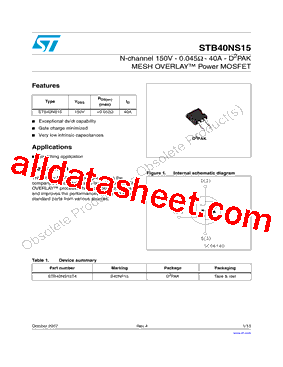 STB40NS15T4 Datasheet PDF - STMicroelectronics