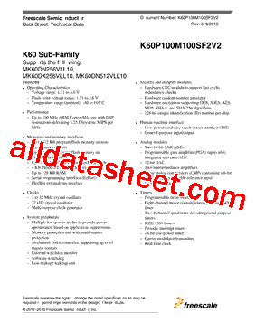 MK60DN512VLL10 Datasheet PDF - Freescale Semiconductor, Inc