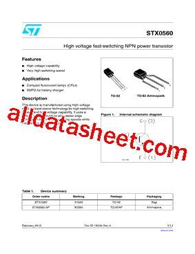 STX0560 Datasheet PDF - STMicroelectronics
