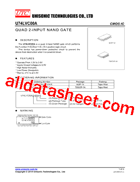 U74LVC00AG-S14-R Datasheet PDF - Unisonic Technologies