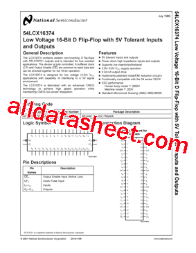 54LCX16374 Datasheet PDF - National Semiconductor (TI)