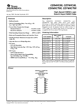 CD54HC00 Datasheet PDF - Texas Instruments