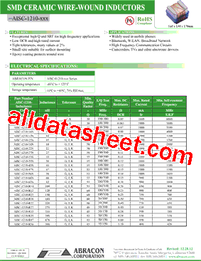 AISC-1210-R22 Datasheet PDF - Abracon Corporation