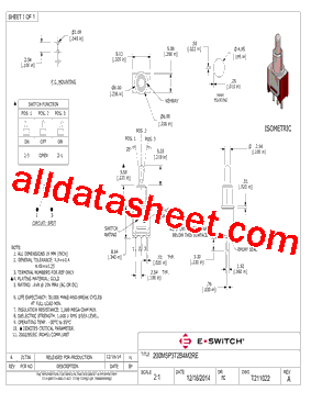T211022 Datasheet PDF - E-SWITCH