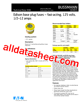 W-1-8/10 Datasheet PDF - Cooper Bussmann, Inc.