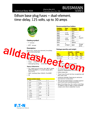 T-10 Datasheet PDF - Cooper Bussmann, Inc.